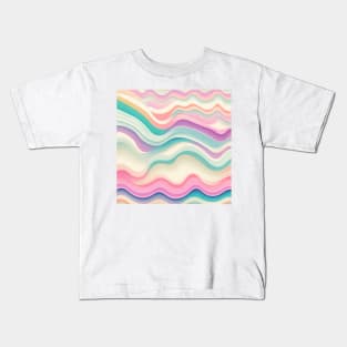 HORIZONTAL PATTERN OF MULTICOLORED WAVES, PASTEL COLOR, Kids T-Shirt